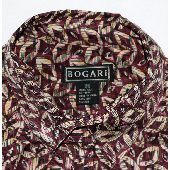 Bogari Men's Short Sleeve Button Front 100% Silk‎ Shirt Size Medium - Picture 5 of 5